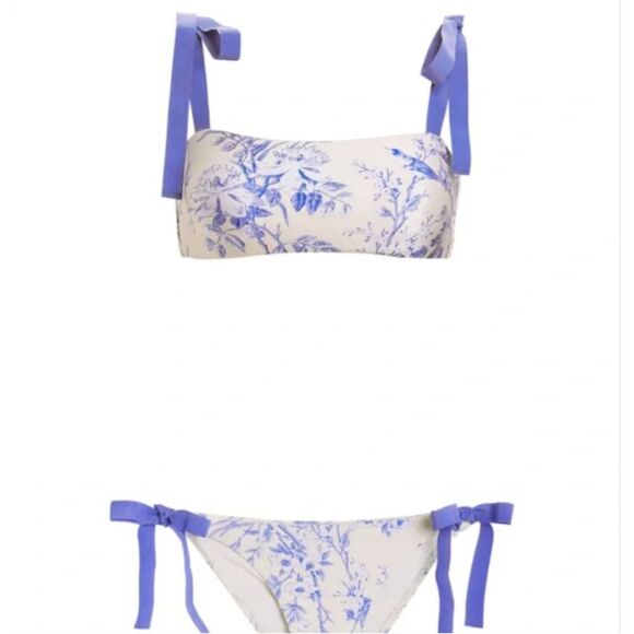 RARE Zimmerman Verity Tie Bandeau Bikini Set, Blue & White 6-8 - Picture 3 of 8